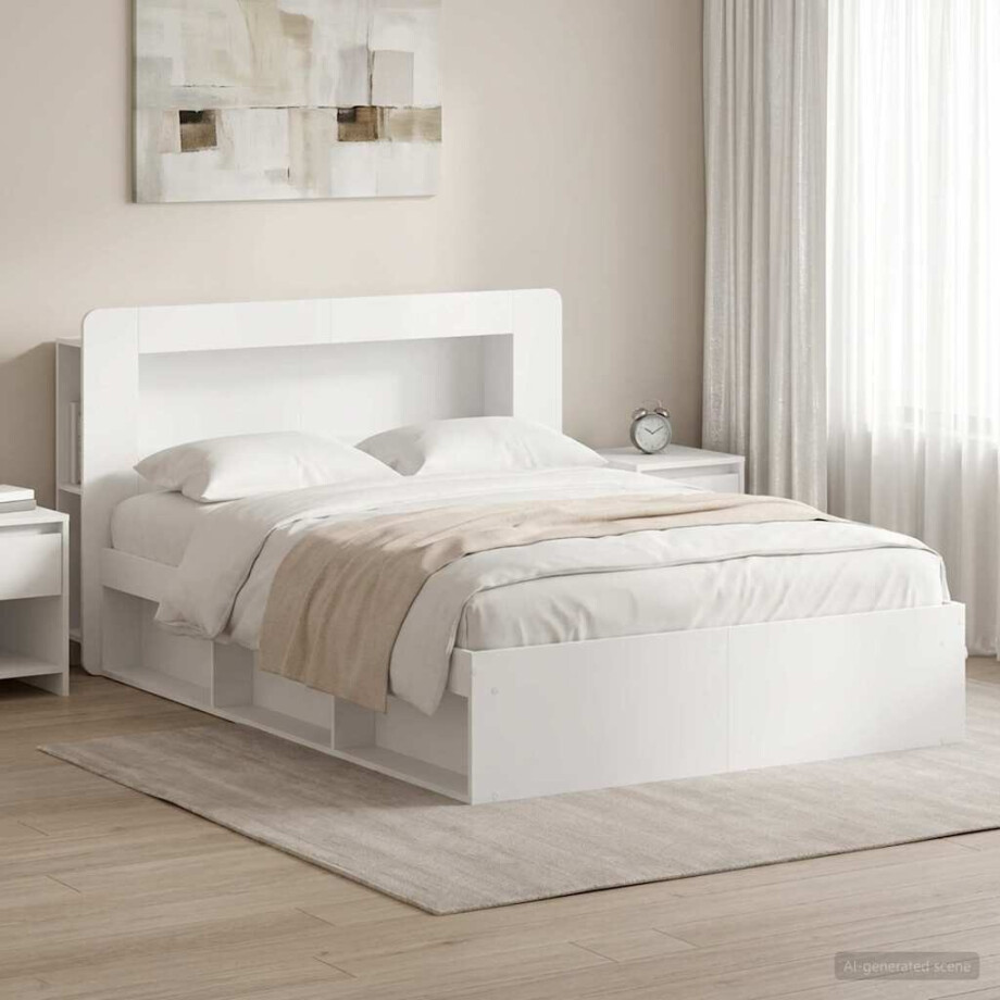 vidaXL Bedframe met opslag Wit 140 x 200 cm Bewerkt hout vidaXL Bedframe met opslag Wit 140 x 200 cm Bewerkt hout afbeelding 1
