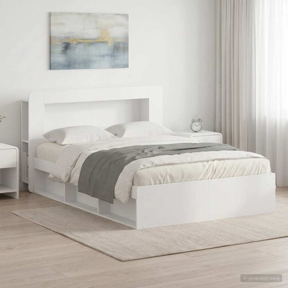 vidaXL Bedframe met opslag Wit 160 x 200 cm Bewerkt hout vidaXL Bedframe met opslag Wit 160 x 200 cm Bewerkt hout afbeelding 1