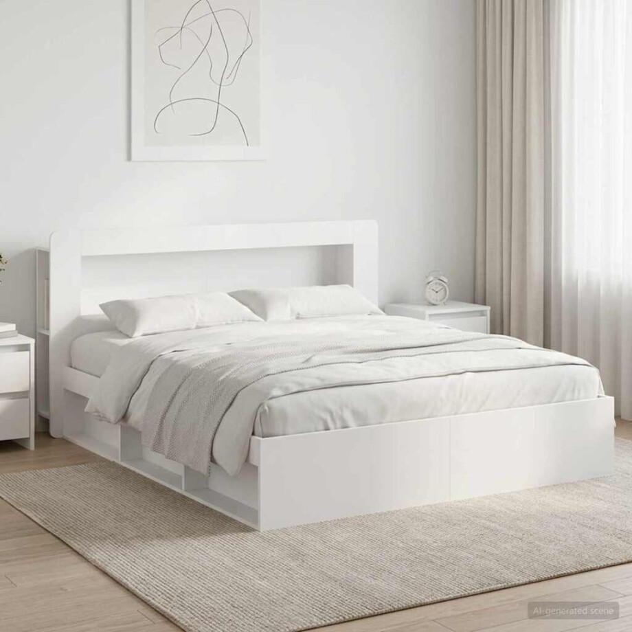 vidaXL Bedframe met opslag Wit 180 x 200 cm Bewerkt hout vidaXL Bedframe met opslag Wit 180 x 200 cm Bewerkt hout afbeelding 1