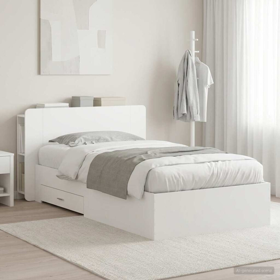 vidaXL Bedframe met opslag met hoofdeinde Wit 80 x 200 cm Bewerkt hout vidaXL Bedframe met opslag met hoofdeinde Wit 80 x 200 cm Bewerkt hout afbeelding 1