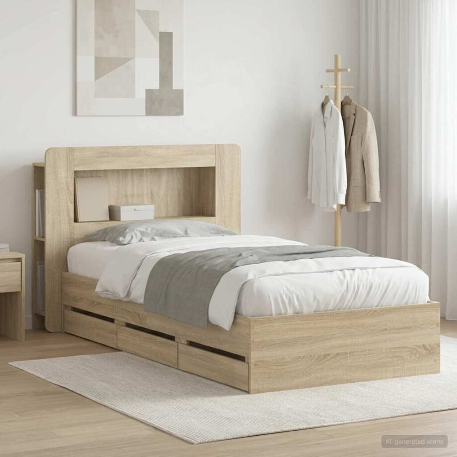 vidaXL Bedframe met opslag Sonoma Eiken 80 x 200 cm Bewerkt hout vidaXL Bedframe met opslag Sonoma Eiken 80 x 200 cm Bewerkt hout afbeelding 1