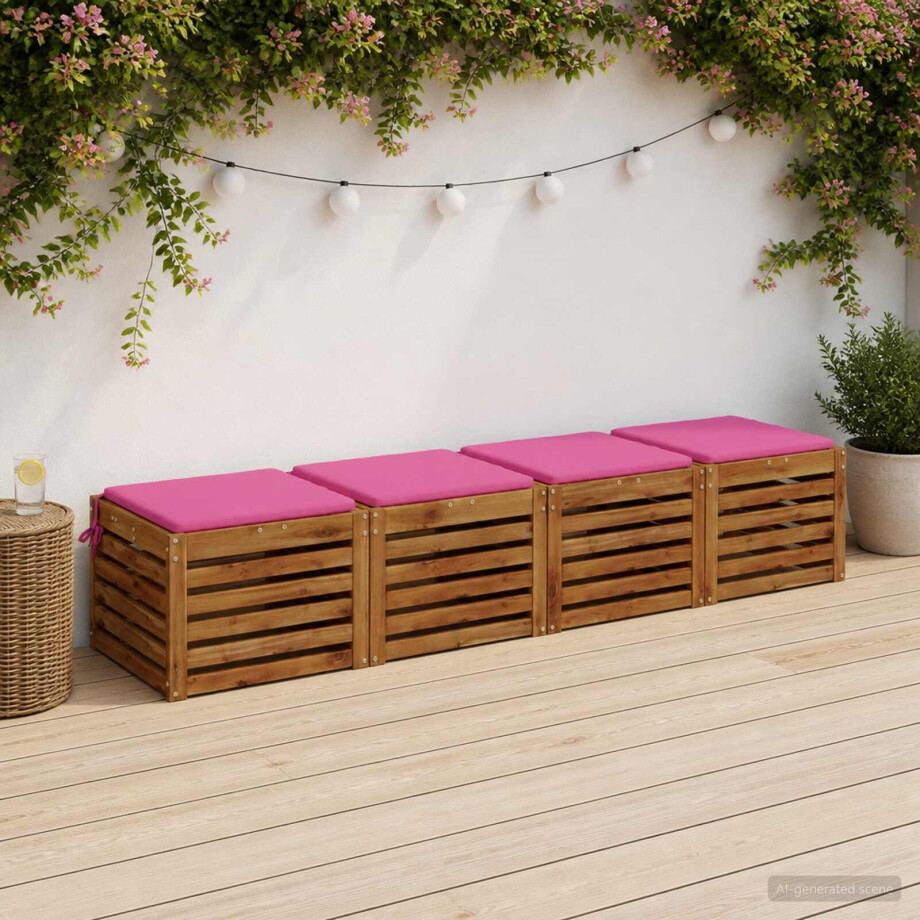 vidaXL 4-Piece Zitkussens SOEST 4 st 100% Polyester Roze afbeelding 1