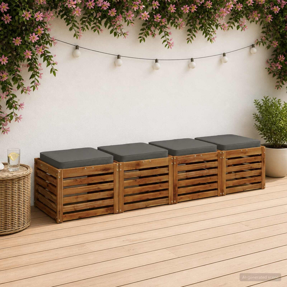 vidaXL 4-Piece Zitkussens VUGHT 4 pcs 100% Polyester Grijs afbeelding 1
