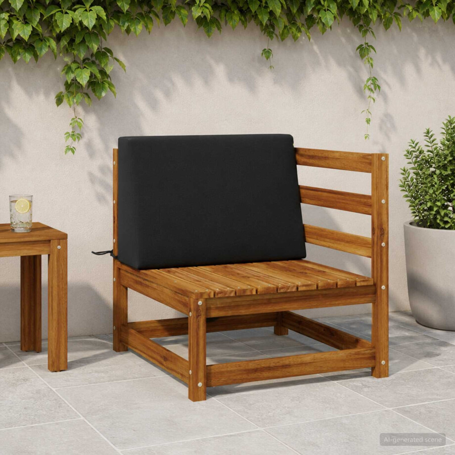 vidaXL Rugkussen SOEST 100% Polyester Zwart 60 x 20 x 40 cm afbeelding 1