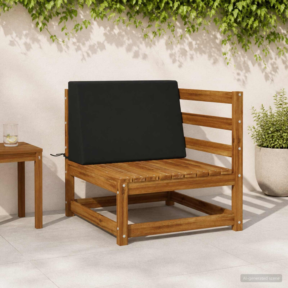 vidaXL Rugkussen SOEST 100% Polyester Zwart 60 x 20 x 40 cm afbeelding 1