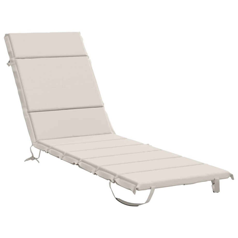 vidaXL Ligstoel Kussen GEMERT 100% Polyester Wit 200 x 50 x 3 cm afbeelding 1