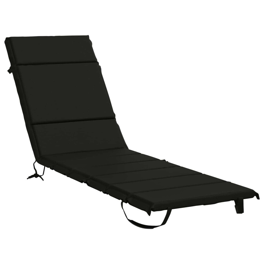 vidaXL Ligstoel Kussen GEMERT 100% Polyester Zwart 200 x 50 x 3 cm afbeelding 1