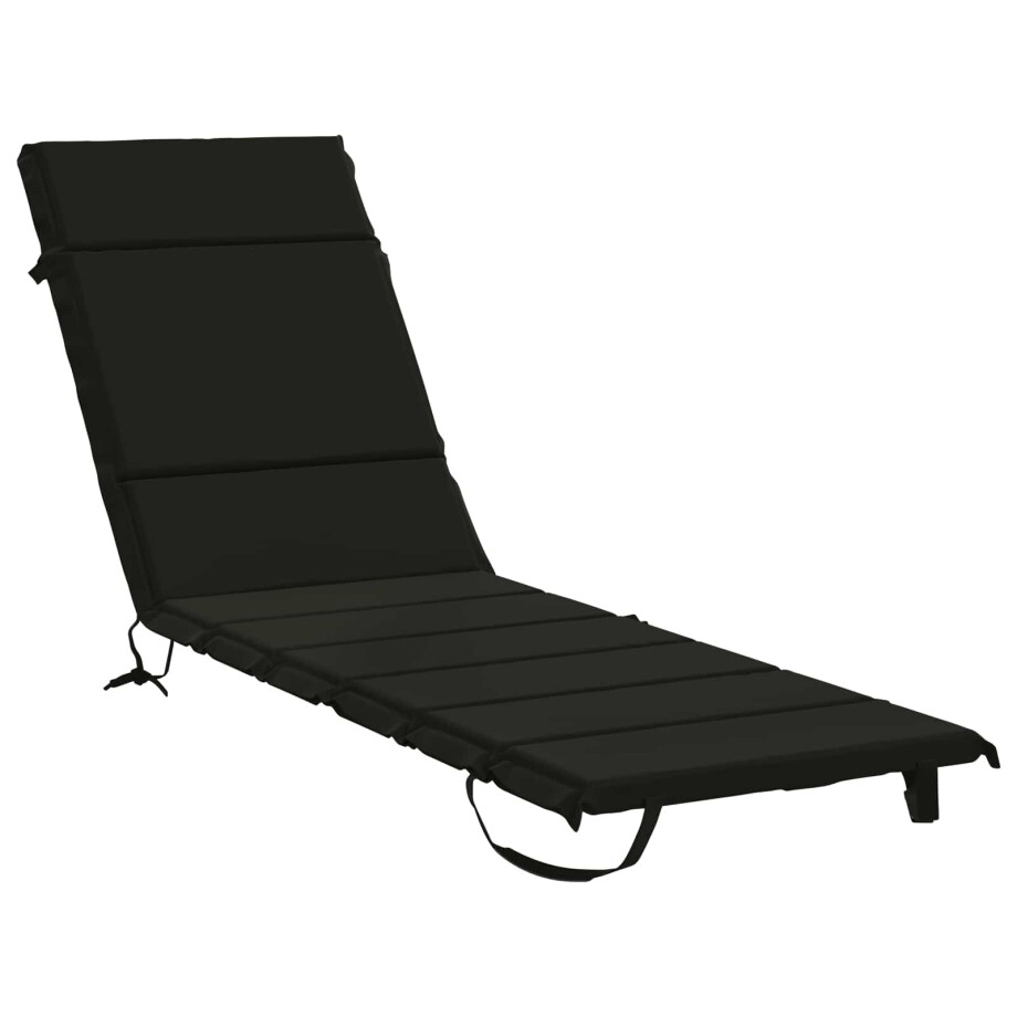 vidaXL Ligstoel Kussen GEMERT 100% Polyester Zwart 200 x 50 x 3 cm afbeelding 1