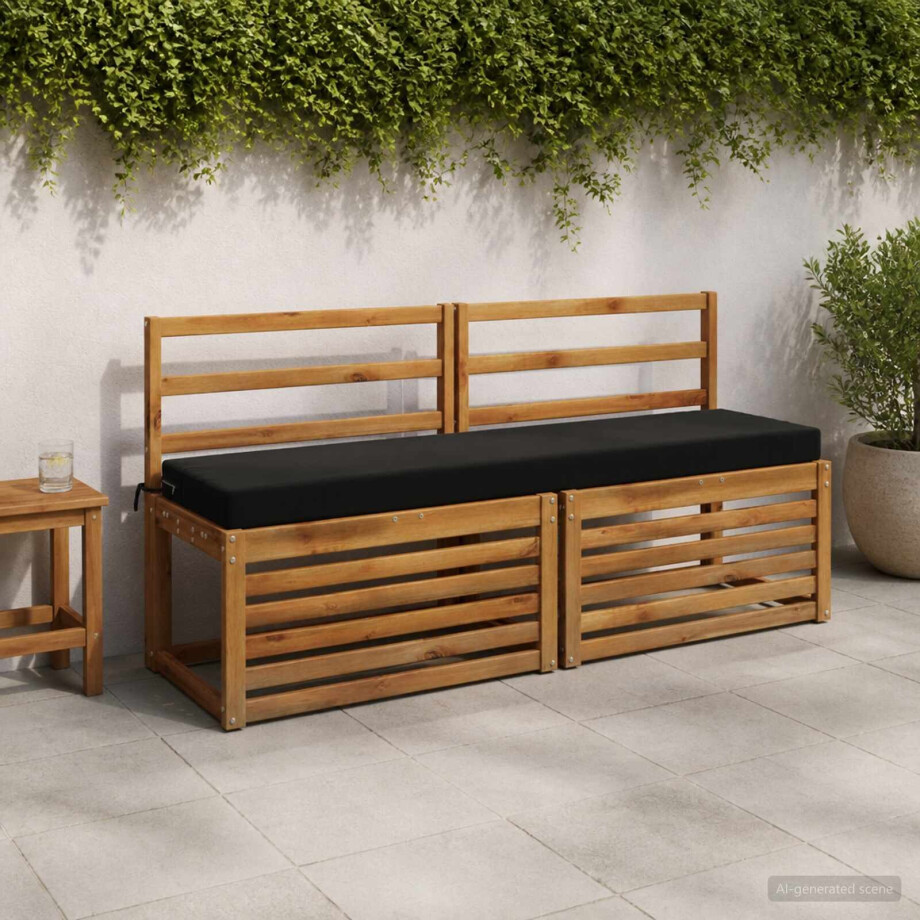 vidaXL Bankkussen SOEST 100% Polyester Zwart 160 x 40 x 8 cm afbeelding 1