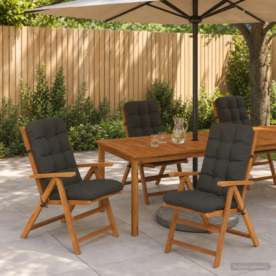 vidaXL 4-delige Hoogrug Kussen VIANEN 4 pcs 100% Polyester Antraciet afbeelding 1