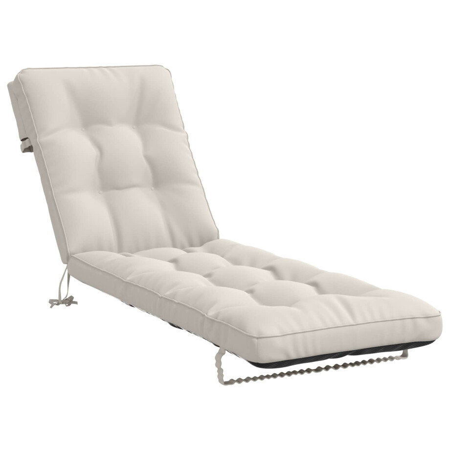 vidaXL Ligstoel Kussen VIANEN 100% Polyester Wit 200 x 50 x 8 cm afbeelding 1