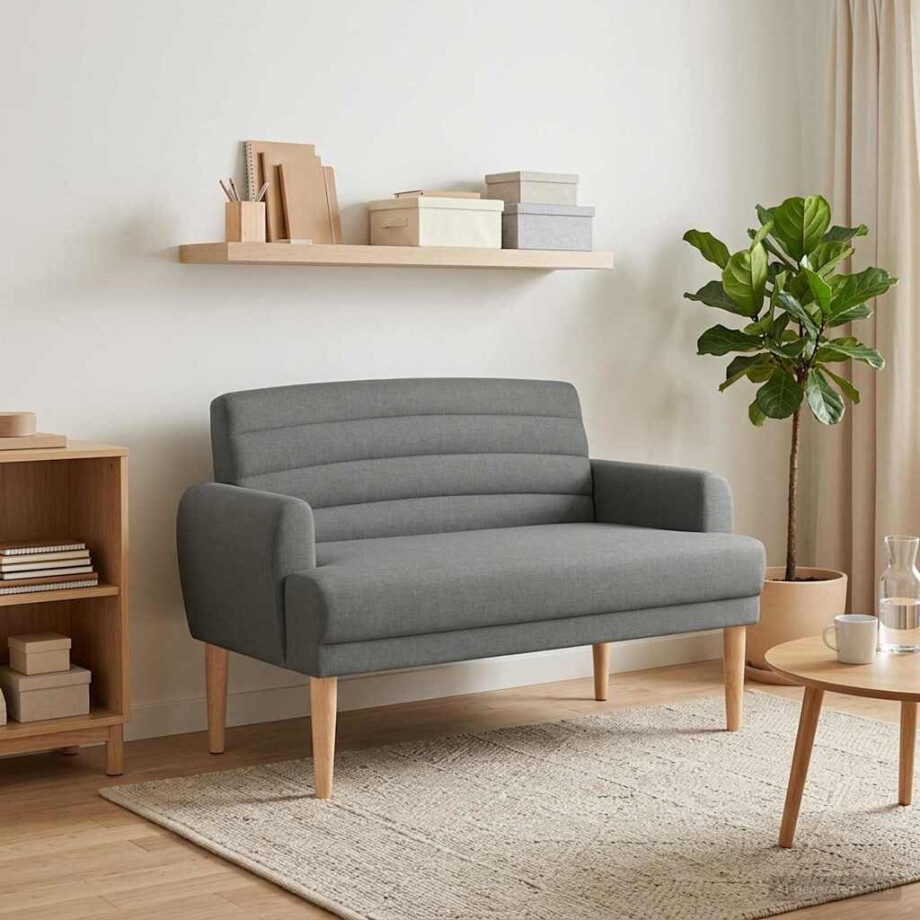 vidaXL Loungebank met knopencomfort Donkergrijs 116 x 67 x 80 cm Stof afbeelding 1