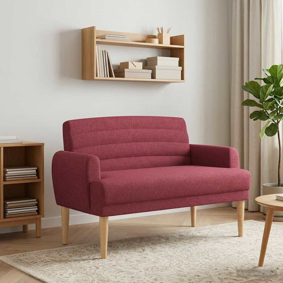 vidaXL Loungebank met knopencomfort Wijnrood 116 x 67 x 80 cm Stof afbeelding 1