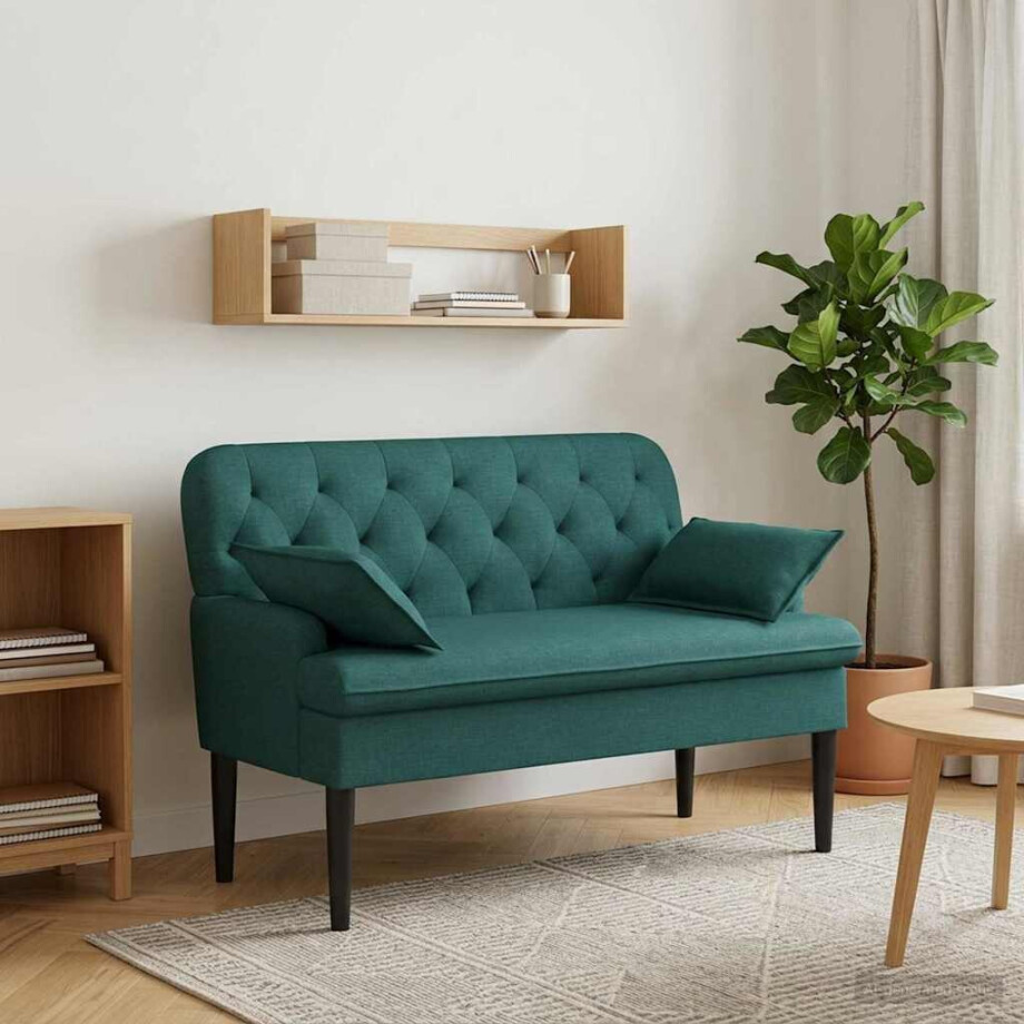 vidaXL Loungebank met knopencomfort Donkergroen 111 x 68 x 80 cm Stof afbeelding 1