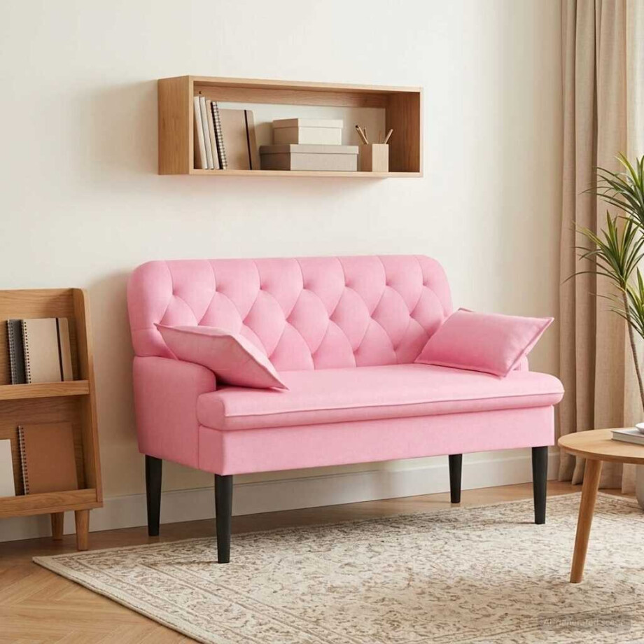 vidaXL Loungebank met knopencomfort Roze 111 x 68 x 80 cm Stof afbeelding 1