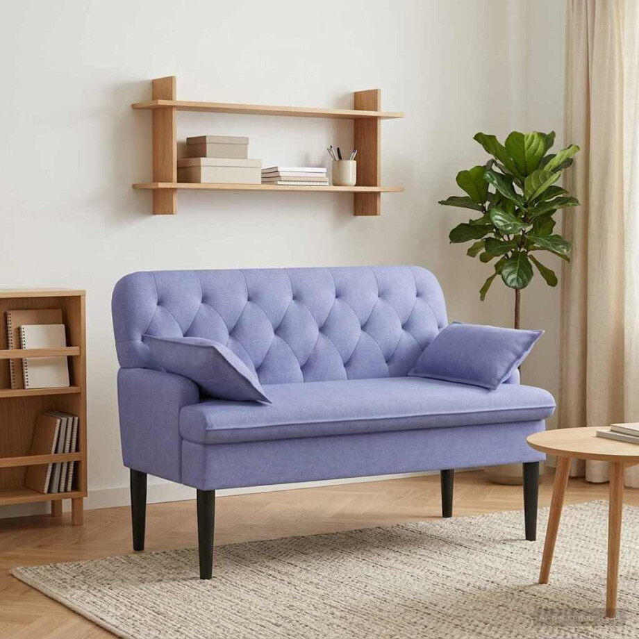 vidaXL Loungebank met knopencomfort Jeans Blauw 111 x 68 x 80 cm Stof afbeelding 1