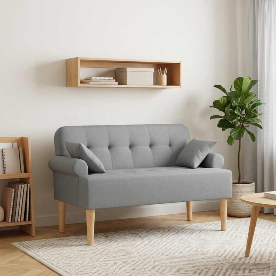 vidaXL Loungebank met knopencomfort Lichtgrijs 120 x 65 x 79 cm Stof afbeelding 1