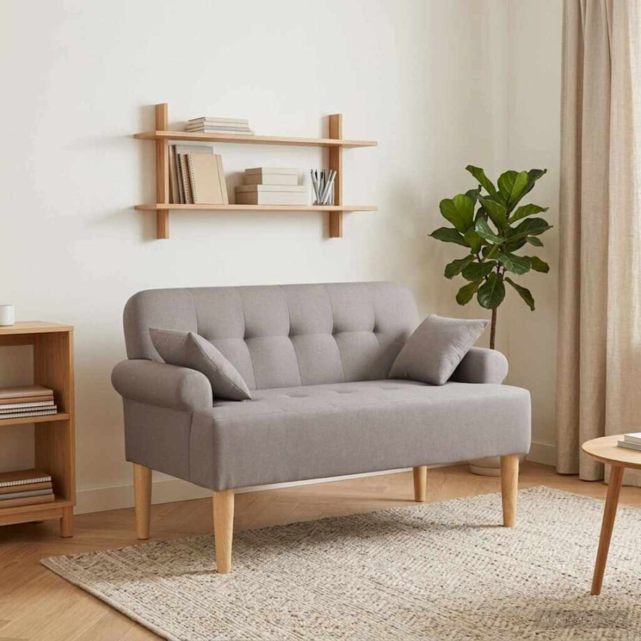 vidaXL Loungebank met knopencomfort Taupe 120 x 65 x 79 cm Stof afbeelding 1