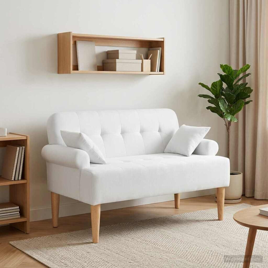 vidaXL Loungebank met knopencomfort Wit 120 x 65 x 79 cm Stof afbeelding 1