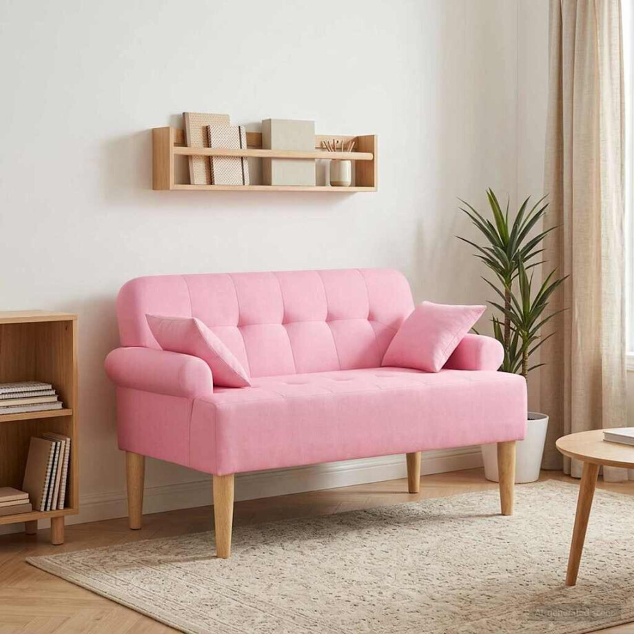vidaXL Loungebank met knopencomfort Roze 120 x 65 x 79 cm Stof afbeelding 1