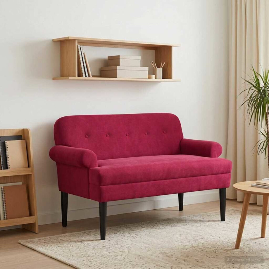 vidaXL Loungebank met knopencomfort Wijnrood 120 x 66 x 78 cm fluweel afbeelding 1