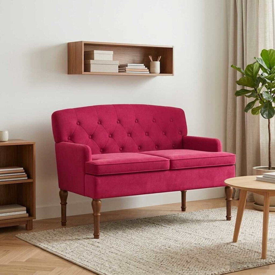 vidaXL Loungebank met knopencomfort Wijnrood 111 x 65 x 79 cm Fluweel afbeelding 1