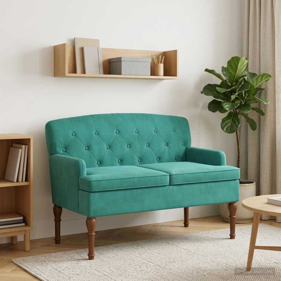 vidaXL Loungebank met knopencomfort Turquoise 111 x 65 x 79 cm Fluweel afbeelding 1