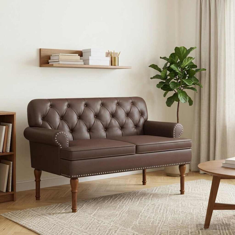 vidaXL Loungebank met knopencomfort Bruin 120 x 65 x 77 cm Kunstleer afbeelding 1