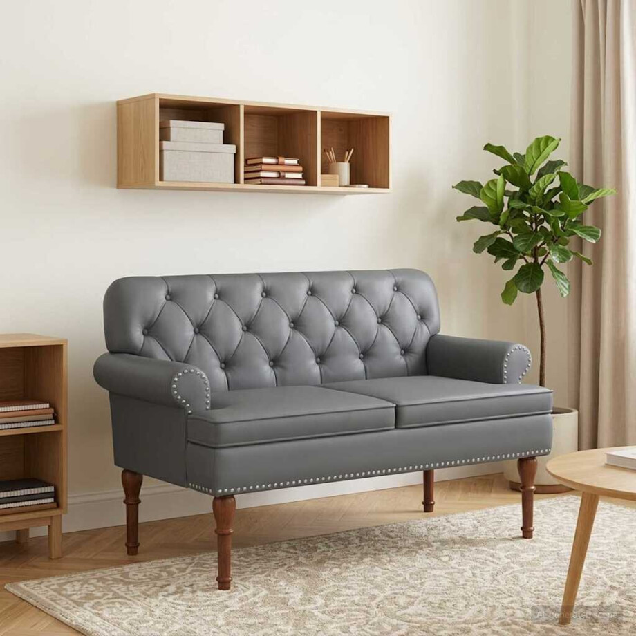 vidaXL Loungebank met knopencomfort Grijs 120 x 65 x 77 cm Kunstleer afbeelding 1