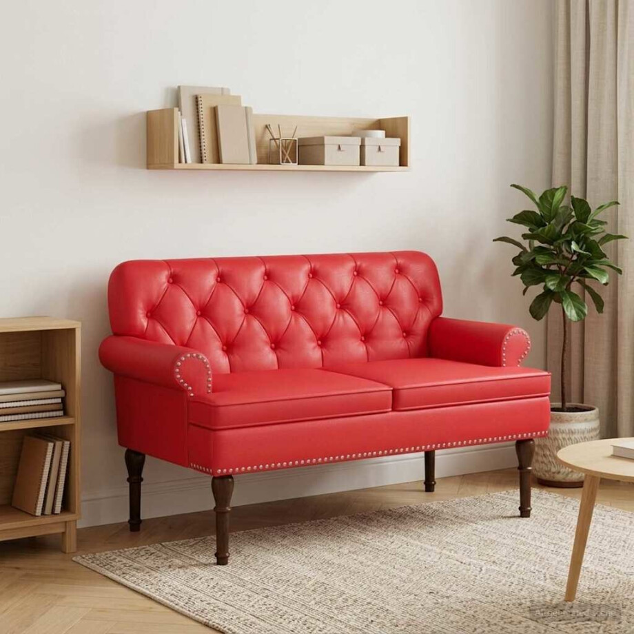 vidaXL Loungebank met knopencomfort Rood 120 x 65 x 77 cm Kunstleer afbeelding 1