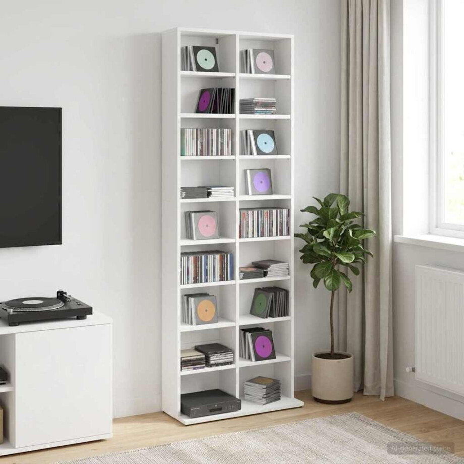 vidaXL CD Kast Wit 65 x 23,5 x 175 cm Bewerkt hout vidaXL CD Kast Wit 65 x 23,5 x 175 cm Bewerkt hout afbeelding 1