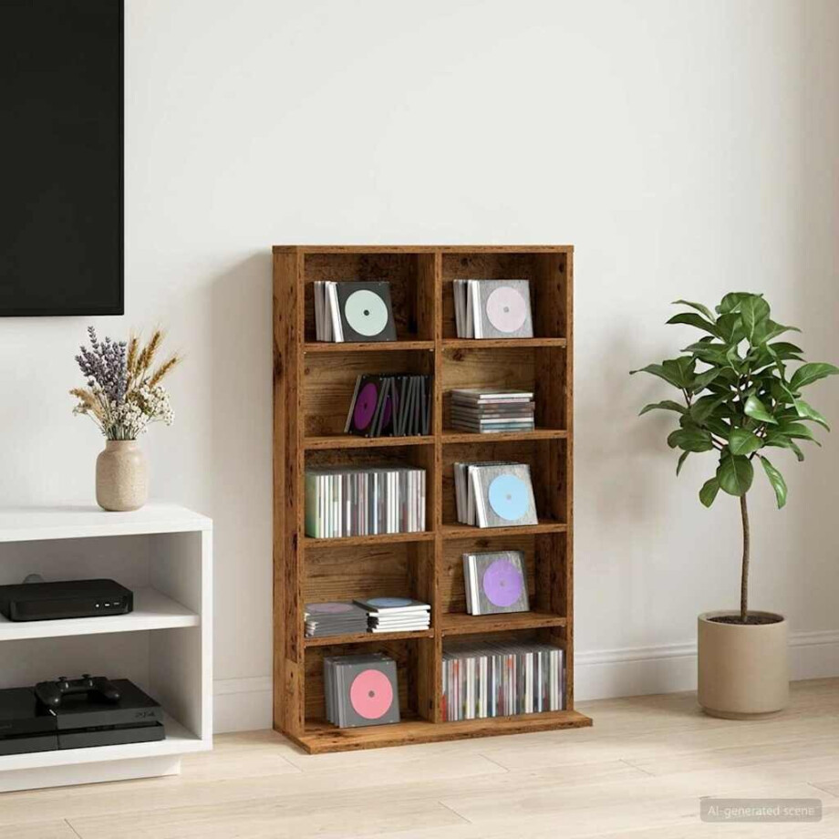 vidaXL CD Kast Oud hout 65 x 23,5 x 97,5 cm Bewerkt hout vidaXL CD Kast Oud hout 65 x 23,5 x 97,5 cm Bewerkt hout afbeelding 1