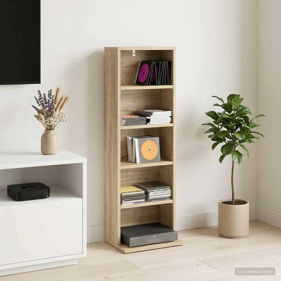 vidaXL CD Kast Sonoma Eiken 33 x 23,5 x 97,5 cm Bewerkt hout vidaXL CD Kast Sonoma Eiken 33 x 23,5 x 97,5 cm Bewerkt hout afbeelding 1
