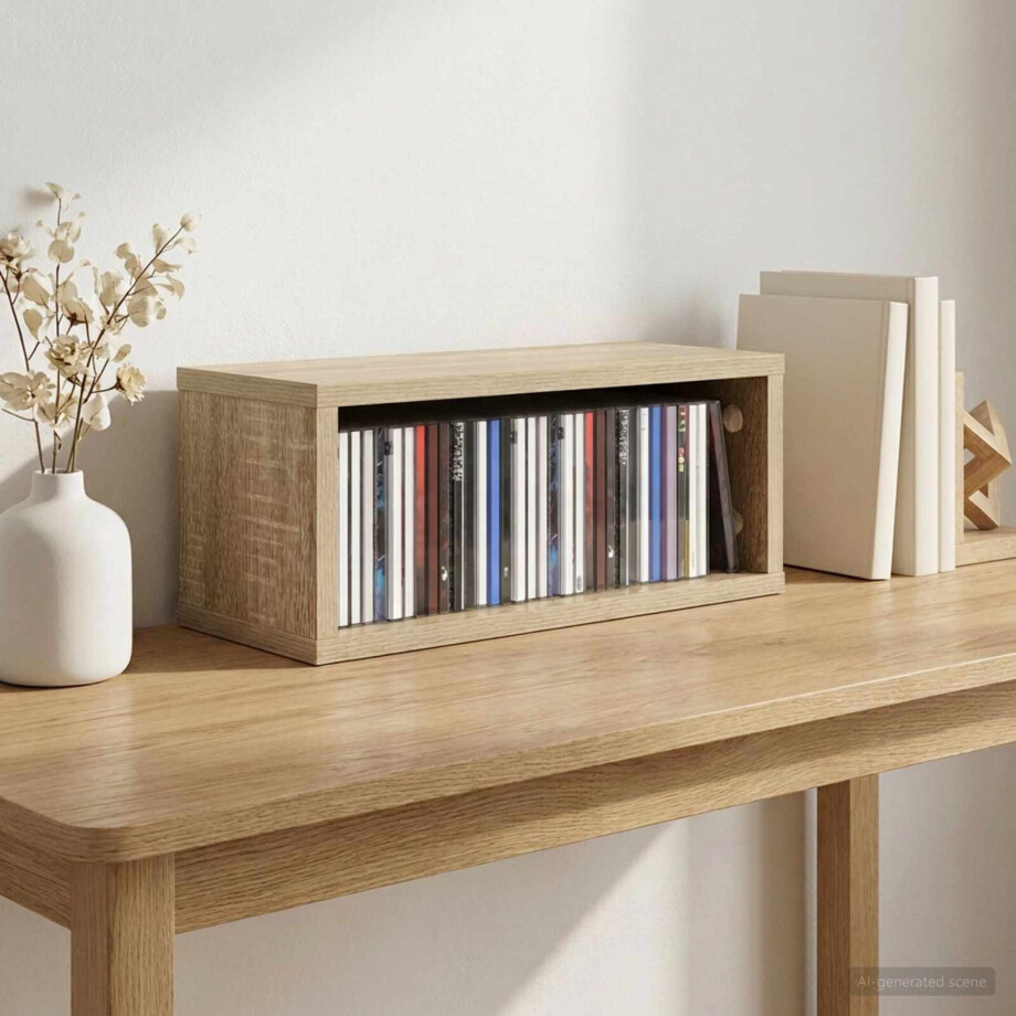 vidaXL CD Opslag Rek Sonoma Eiken 40 x 17 x 17 cm Bewerkt hout vidaXL CD Opslag Rek Sonoma Eiken 40 x 17 x 17 cm Bewerkt hout afbeelding 1