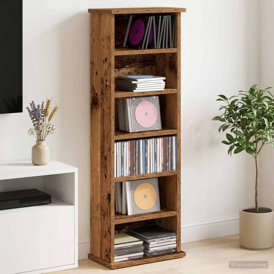 vidaXL CD Kast Eikenhout 60 x 17 x 92 cm Bewerkt hout vidaXL CD Kast Eikenhout 60 x 17 x 92 cm Bewerkt hout afbeelding 1