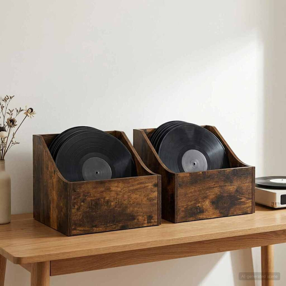 vidaXL LP Recorddoos 2 st Gerookt eiken 37 x 33 x 32 cm Bewerkt hout vidaXL LP Recorddoos 2 st Gerookt eiken 37 x 33 x 32 cm Bewerkt hout afbeelding 1