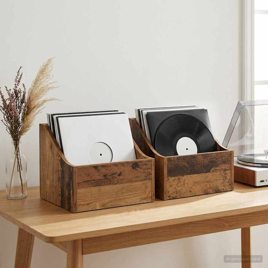 vidaXL LP Recorddoos 2 st Eikenhout 37 x 33 x 32 cm Bewerkt hout vidaXL LP Recorddoos 2 st Eikenhout 37 x 33 x 32 cm Bewerkt hout afbeelding 1