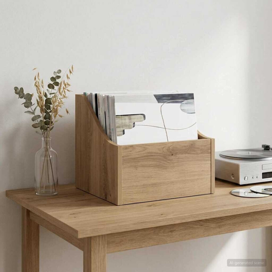vidaXL LP Recorddoos Artisanaal eiken 37 x 33 x 32 cm Bewerkt hout vidaXL LP Recorddoos Artisanaal eiken 37 x 33 x 32 cm Bewerkt hout afbeelding 1