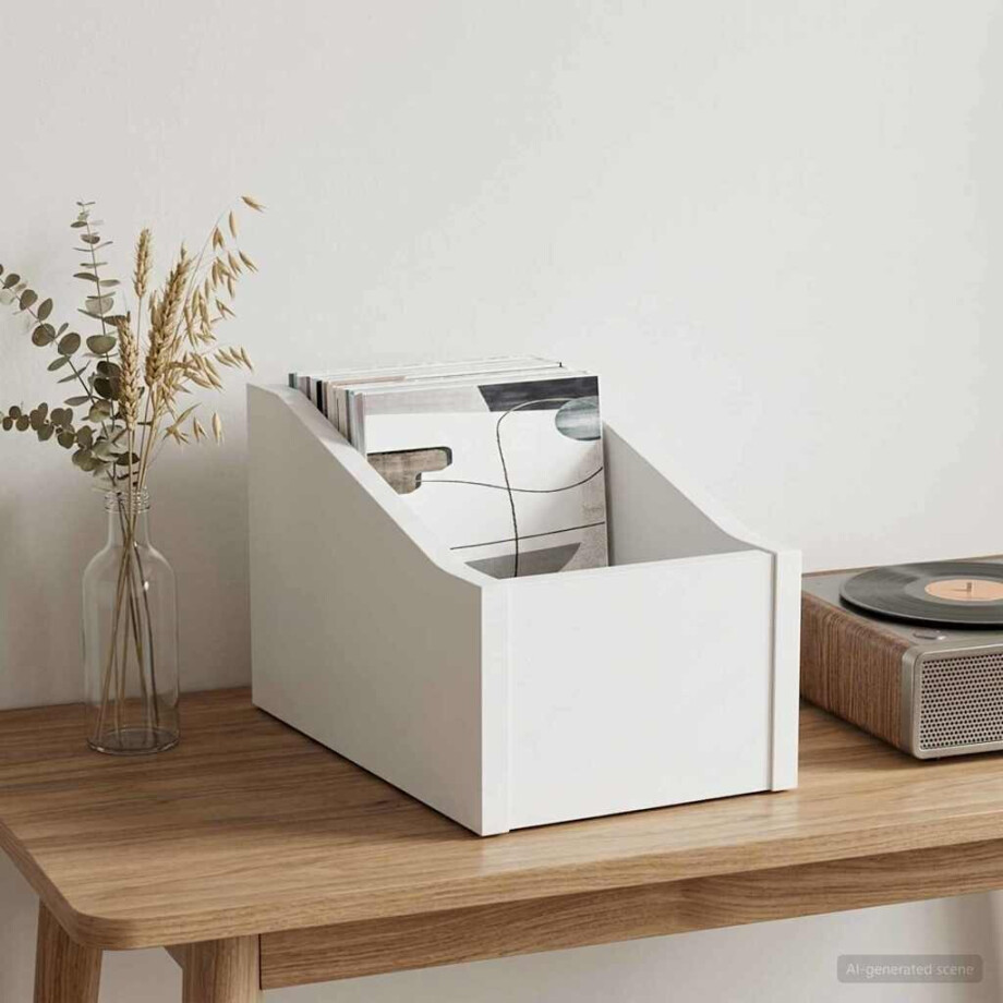 vidaXL LP Recorddoos Wit 18 x 32 x 18 cm Bewerkt hout vidaXL LP Recorddoos Wit 18 x 32 x 18 cm Bewerkt hout afbeelding 1