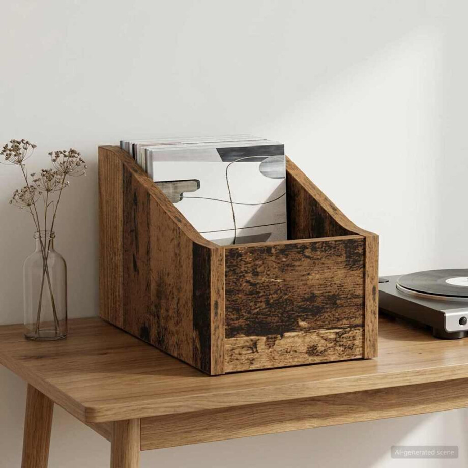 vidaXL LP Recorddoos Eikenhout 18 x 32 x 18 cm Bewerkt hout vidaXL LP Recorddoos Eikenhout 18 x 32 x 18 cm Bewerkt hout afbeelding 1