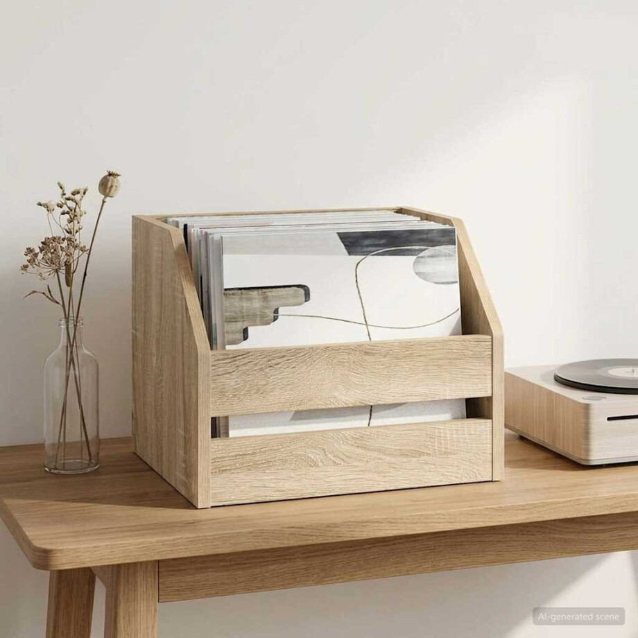 vidaXL Vinyl Album Doos Sonoma Eiken 38 x 30 x 29 cm Bewerkt hout afbeelding 1