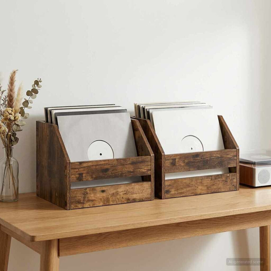 vidaXL Vinyl Album Doos 2 st Gerookt eiken 38 x 30 x 29 cm vidaXL Vinyl Album Doos 2 st Gerookt eiken 38 x 30 x 29 cm afbeelding 1