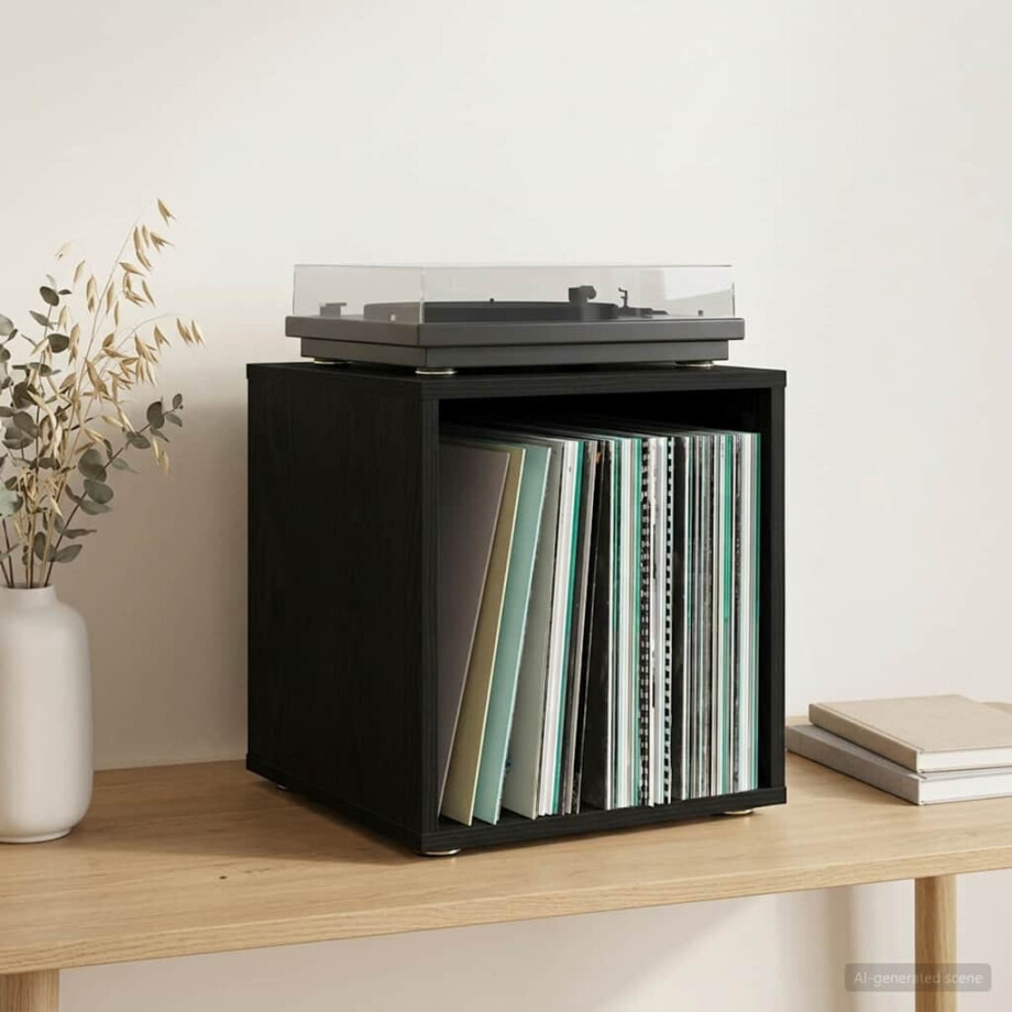 vidaXL Vinyl Album Doos 2 st Zwart eiken 37 x 36,5 x 38 cm vidaXL Vinyl Album Doos 2 st Zwart eiken 37 x 36,5 x 38 cm afbeelding 1