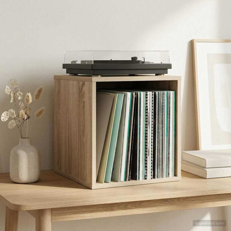 vidaXL Vinyl Album Doos 2 st Sonoma Eiken 37 x 36,5 x 38 cm afbeelding 1