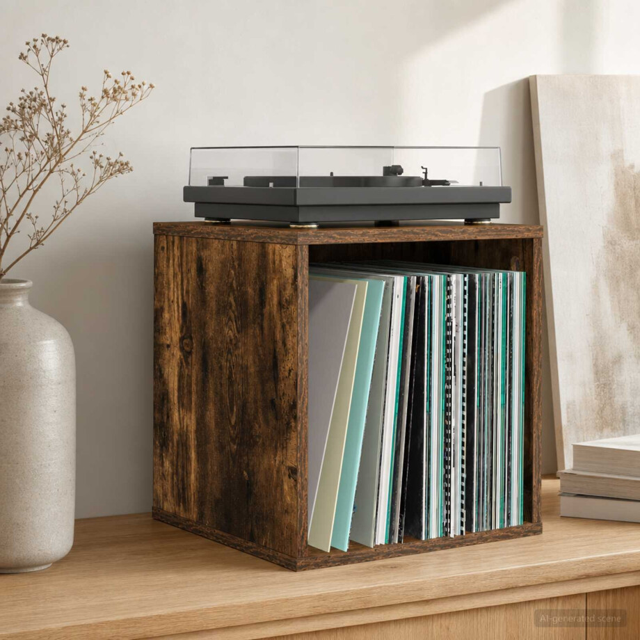 vidaXL Vinyl Album Doos 2 st Gerookt eiken 37 x 36,5 x 38 cm vidaXL Vinyl Album Doos 2 st Gerookt eiken 37 x 36,5 x 38 cm afbeelding 1