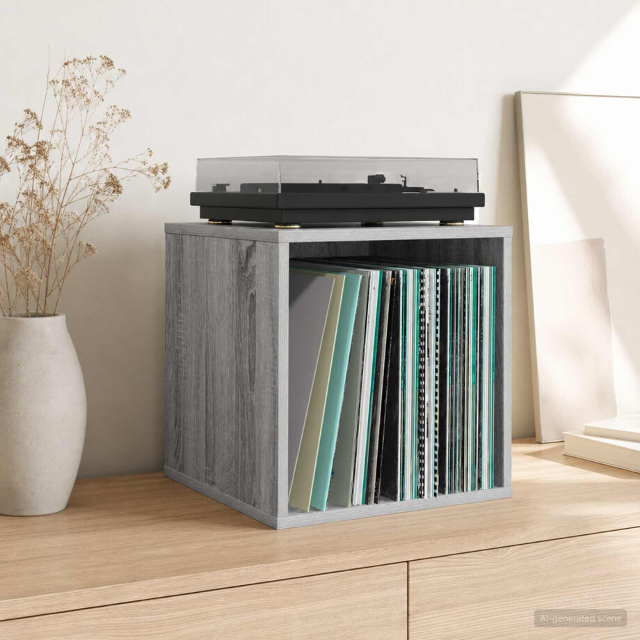 vidaXL Vinyl Album Doos 2 st Grijs Sonoma 37 x 36,5 x 38 cm afbeelding 1