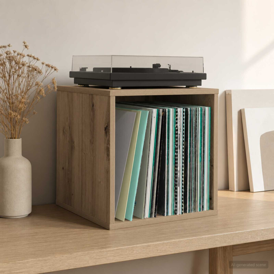 vidaXL Vinyl Album Doos Artisanaal eiken 37 x 36,5 x 38 cm afbeelding 1
