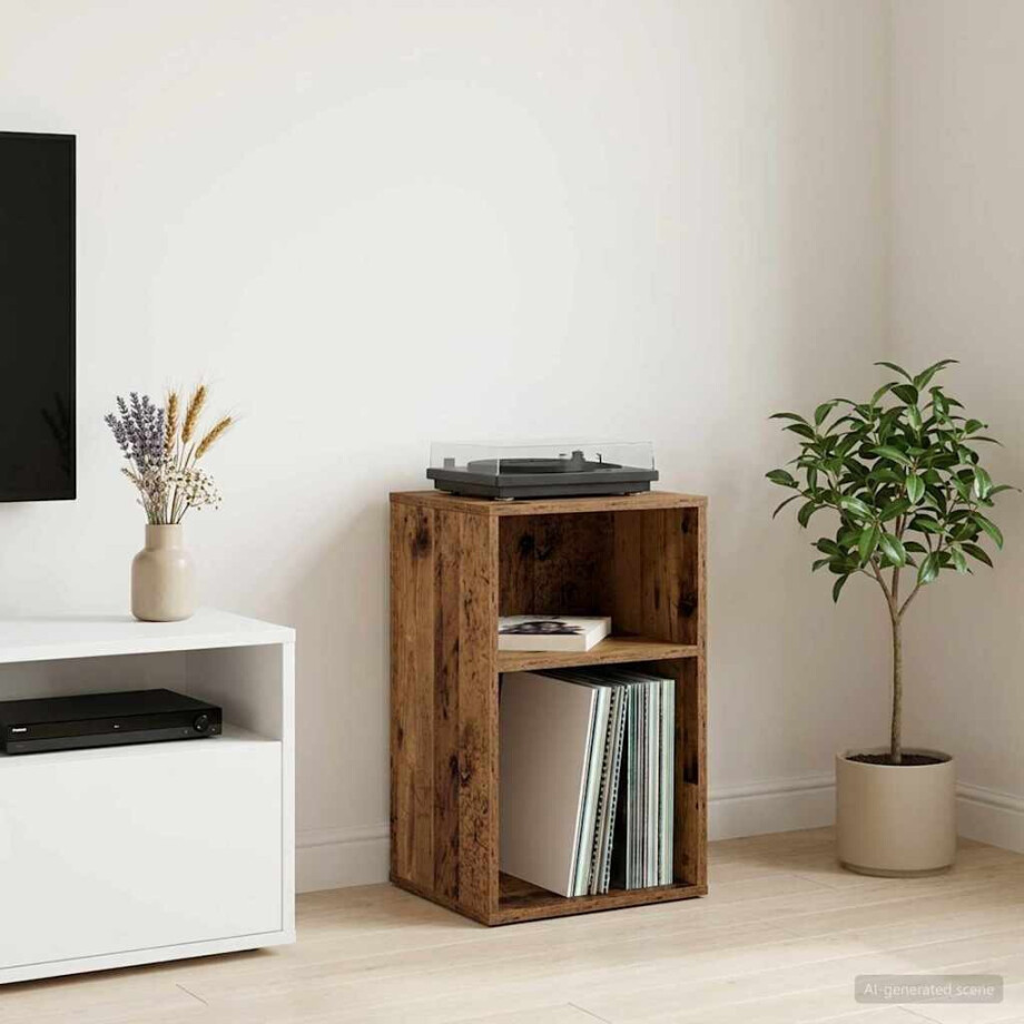 vidaXL Platenkast Oud hout 38 x 33 x 61 cm Bewerkt hout vidaXL Platenkast Oud hout 38 x 33 x 61 cm Bewerkt hout afbeelding 1