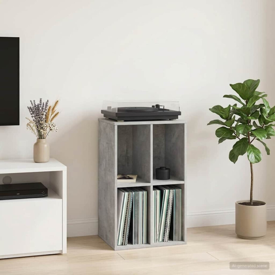vidaXL Platenkast Betongrijs 44,5 x 36,5 x 74,5 cm Bewerkt hout afbeelding 1