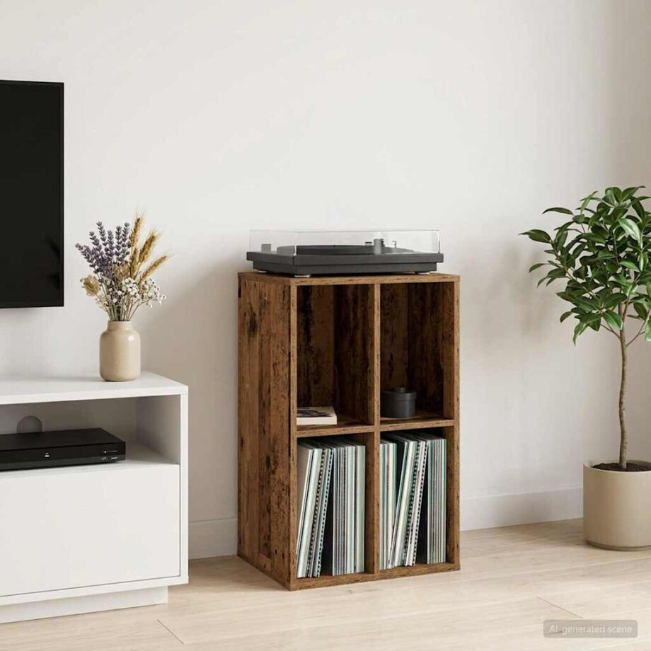 vidaXL Platenkast Oud hout 44,5 x 36,5 x 74,5 cm Bewerkt hout afbeelding 1